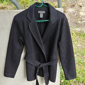 Banana Republic unlined belted black wool jacket